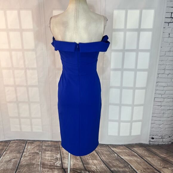 Aiden Mattox royal blue off the shoulder side slit sheath dress size 2 - Picture 7 of 14